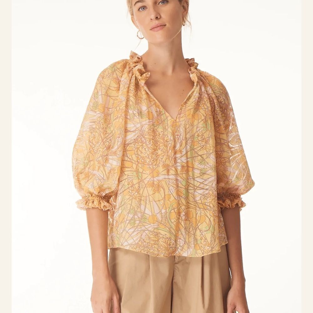 NWT Gilner Farrar Ellie Blouse Sunshine Print